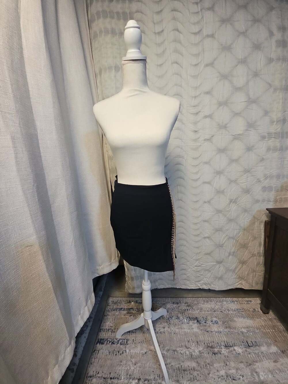 Zara Black Mini Skirt with Bejewelled Fringing